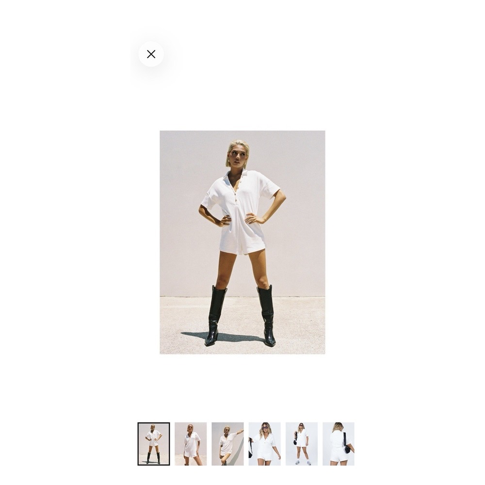 Princess Polly Womens White Rib Knit Short Sleeve Button Front Romper size 0